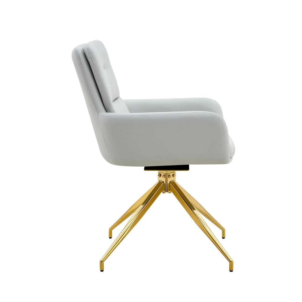 SEDIA Girevole 85 cm PU Grigio Caldo e Metallo Oro Set da 2 pezzi