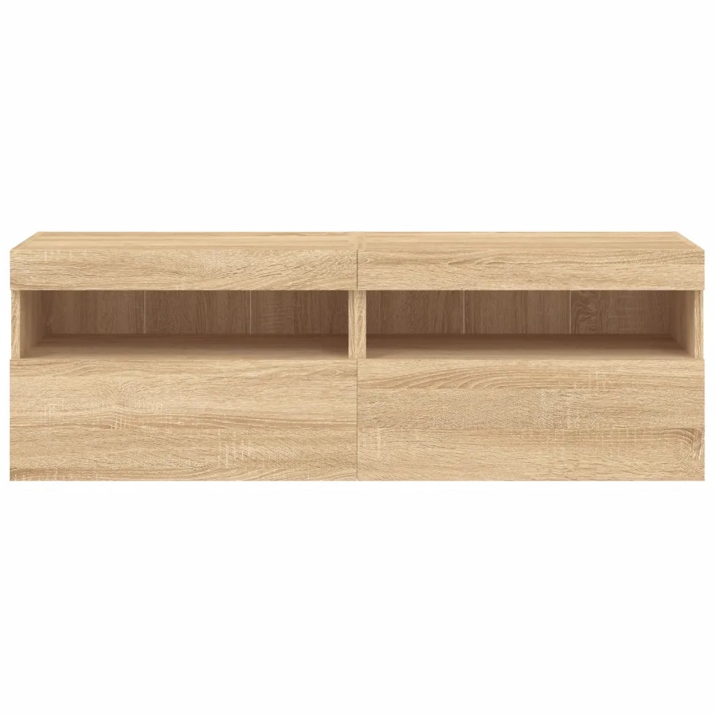 Mobili TV a Parete con Luci LED 2pz Rovere Sonoma 60x30x40 cm