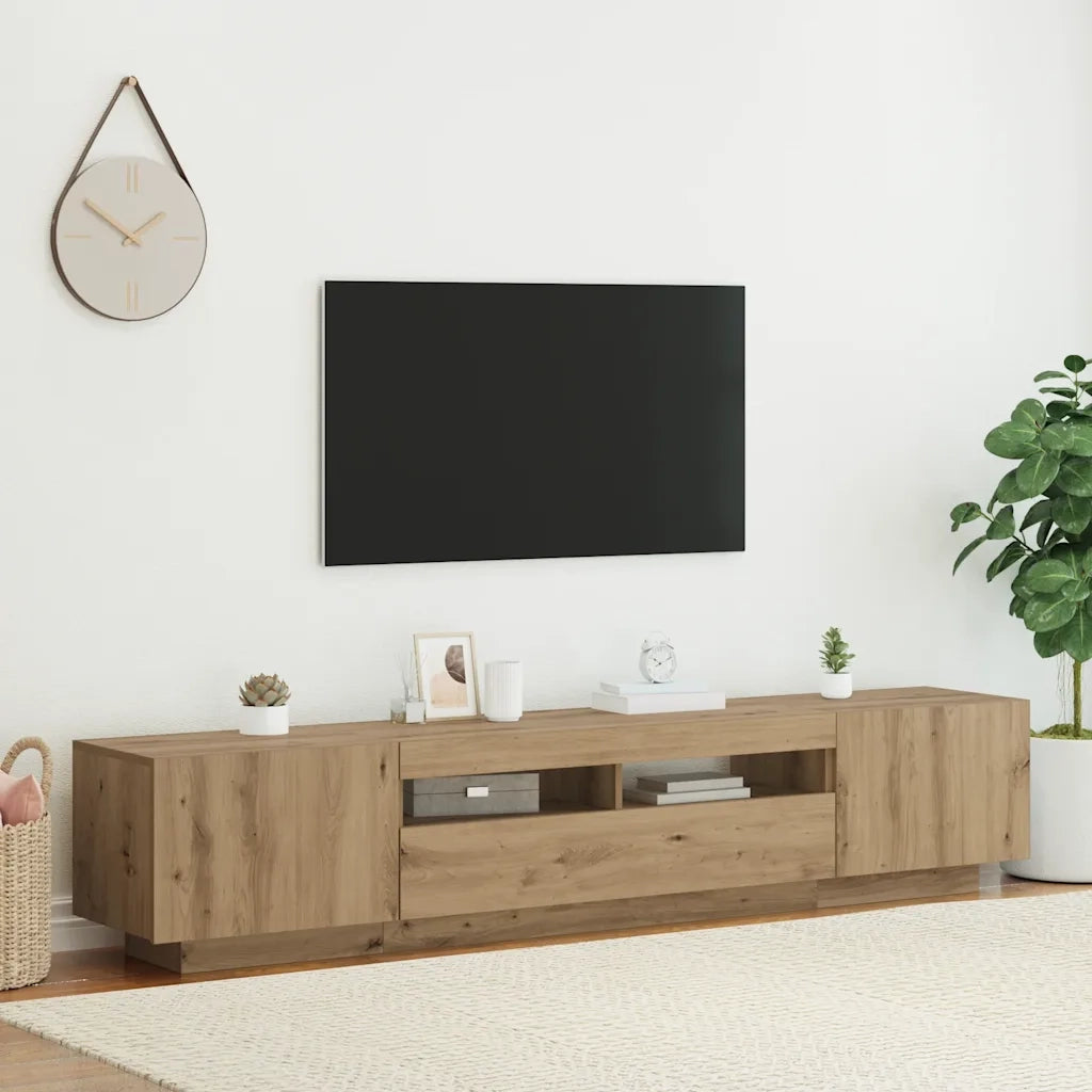Mobile Porta TV con LED Artigianale 200x35x40 cm Multistrato