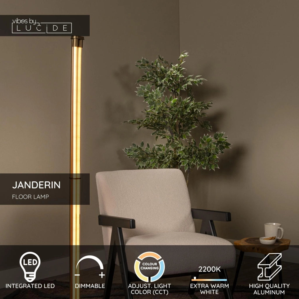 Lampada da terra LED 2x17W JANDERIN champagne Lucide
