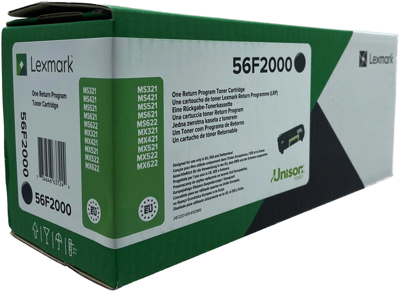 ORIGINAL Lexmark toner nero 56F2000 MX522/MS621 ~6000 Seiten