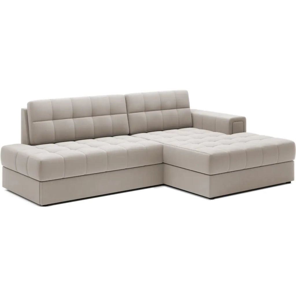 Divano ad angolo convertibile CUBITO beige 240 cm con contenitore e letto