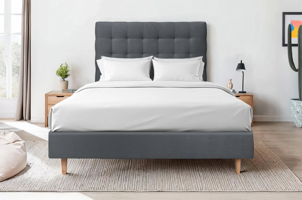 Testiera in tessuto velluto grigio antracite imbottita L150 cm