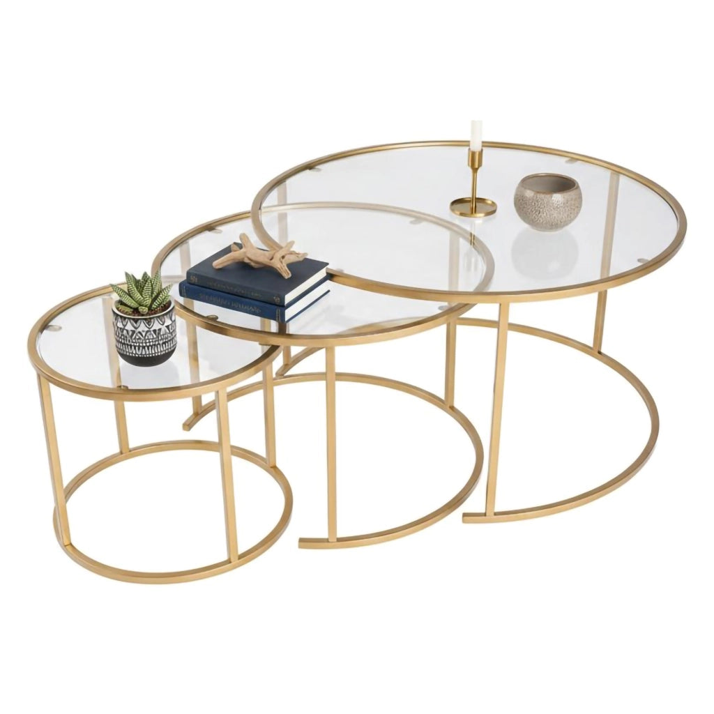 Rowan, Tavolino da Salotto Cassetti, 80x80x43h cm oro