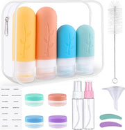 Set di flaconi di silicone, 16 pezzi, set di flaconi di silicone per viaggio, flaconi di viaggio senza perdite e contenitori di shampoo, BPA-free, set di flaconi di silicone per viaggio (rosa)