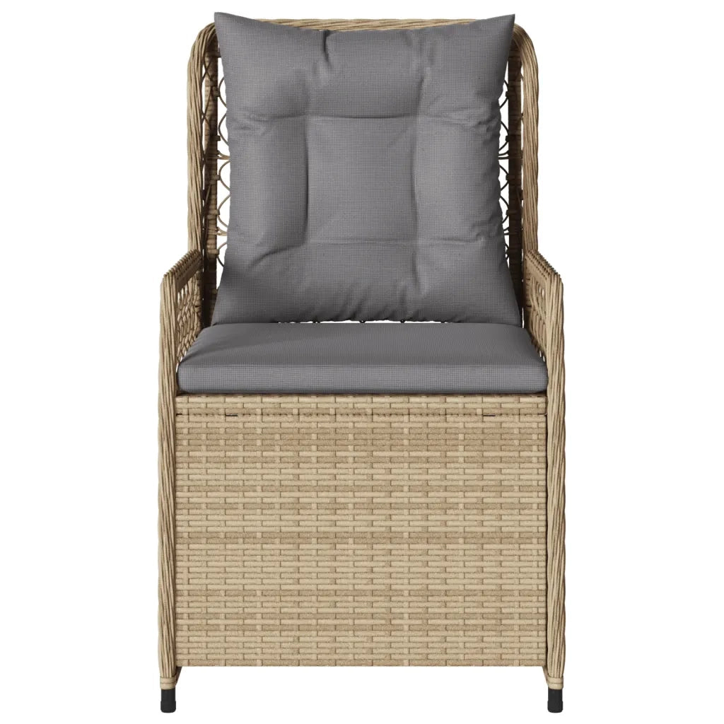 Sedie da Giardino Reclinabili 2 pz | Sedie da Esterno Beige Polyrattan