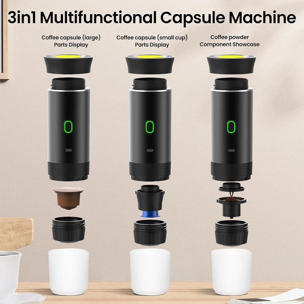 Trade Shop - Macchina Per Caffè Espresso Capsule Elettrica Portatile 3in1 Ricaricabile Ufficio Viaggi -
