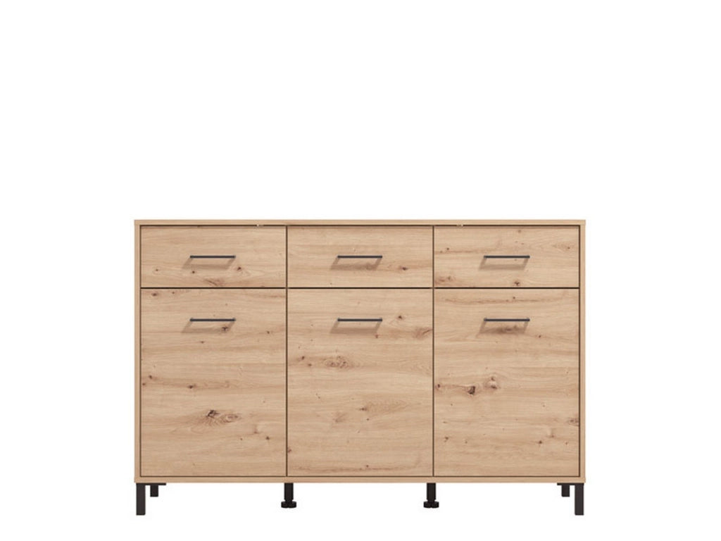 Madia Laerru, Credenza 3 Cassetti, 138x40x90h cm Marrone Rovere Nodi