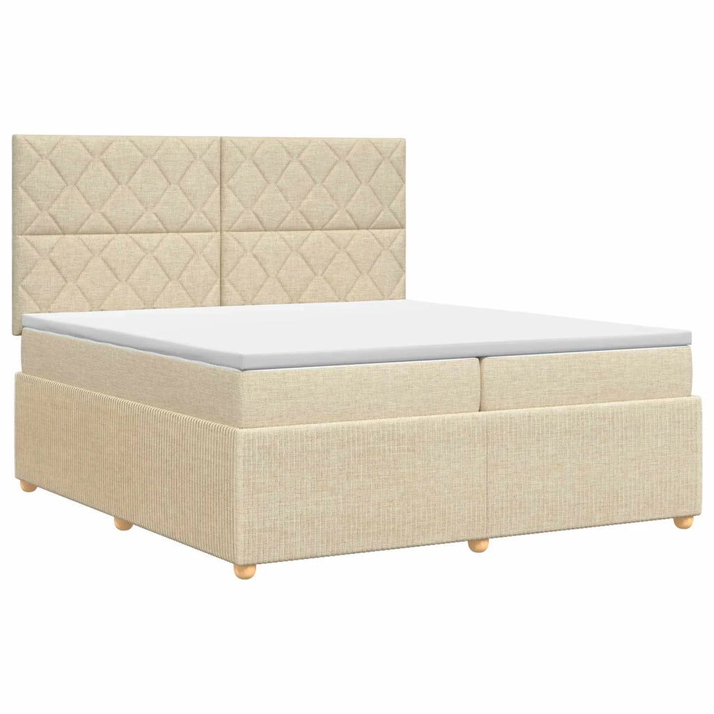 Letto box spring con materasso Crema 200 x 200 cm Tessuto 3454485