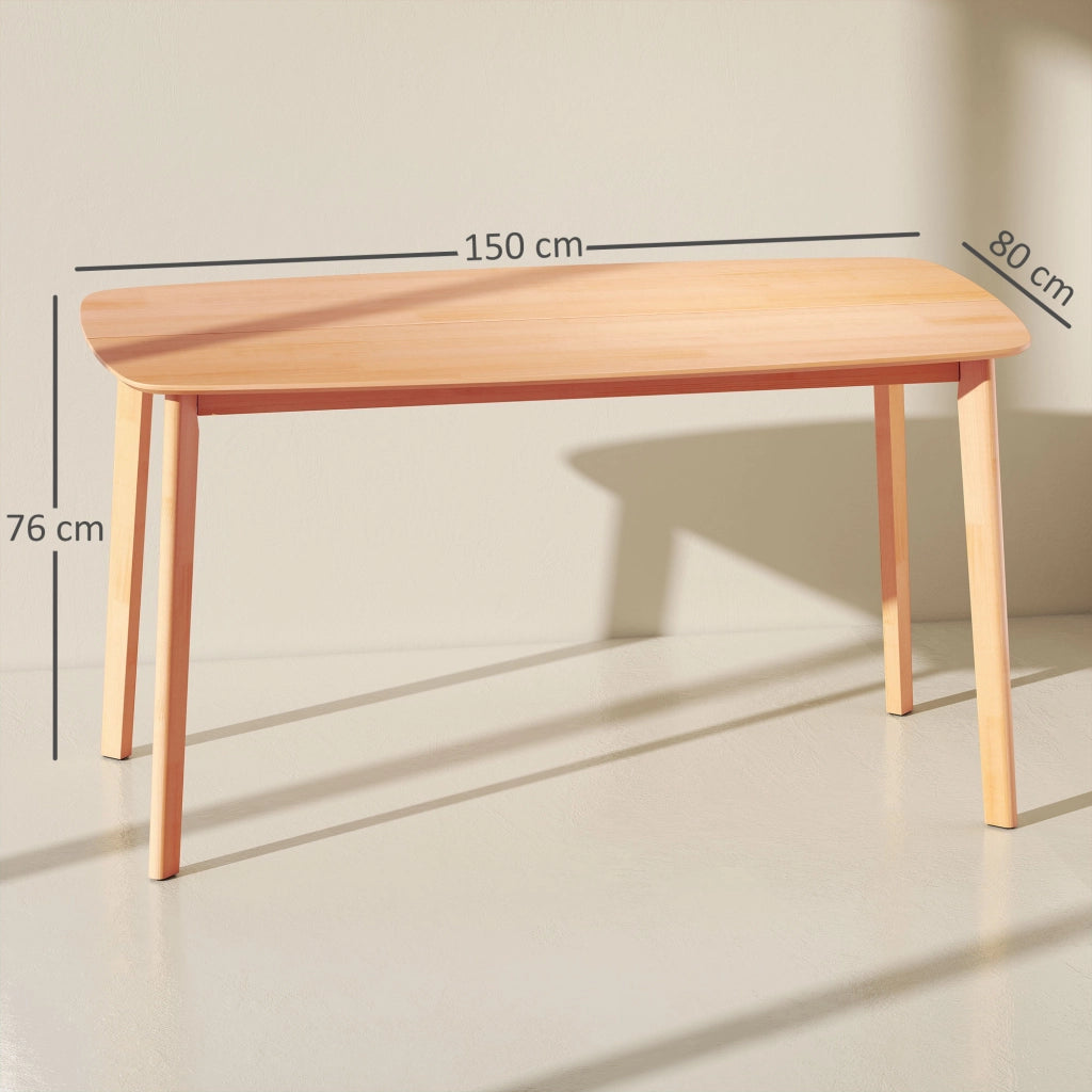 Tavolo da pranzo allungabile rettangolare in legno massello per 6 persone ¨C Minimal ¨C naturale 150x80x76