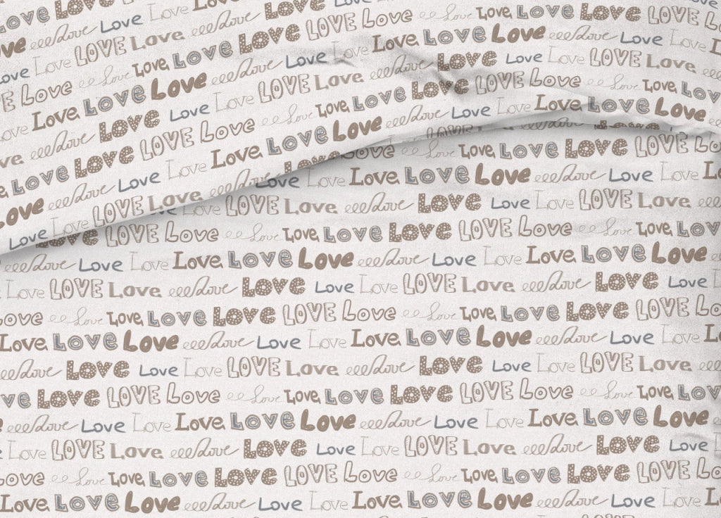Copriletto Piquet Primavera Estate 100% Cotone Disegno Love Love Cuori - Singolo - Beige