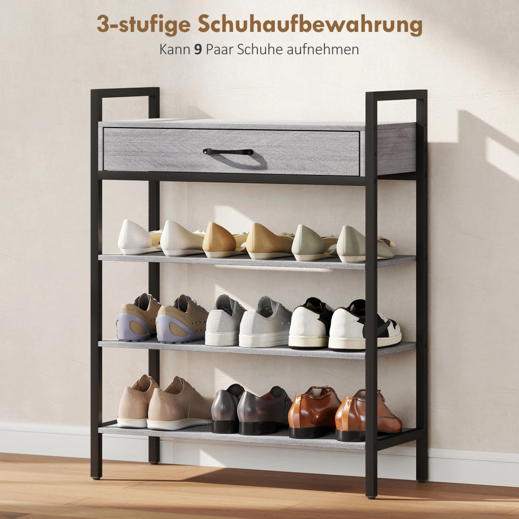Scarpiera 4 Ripiani ¨C Zephmum ¨C Grigio Metallo 9 Paia