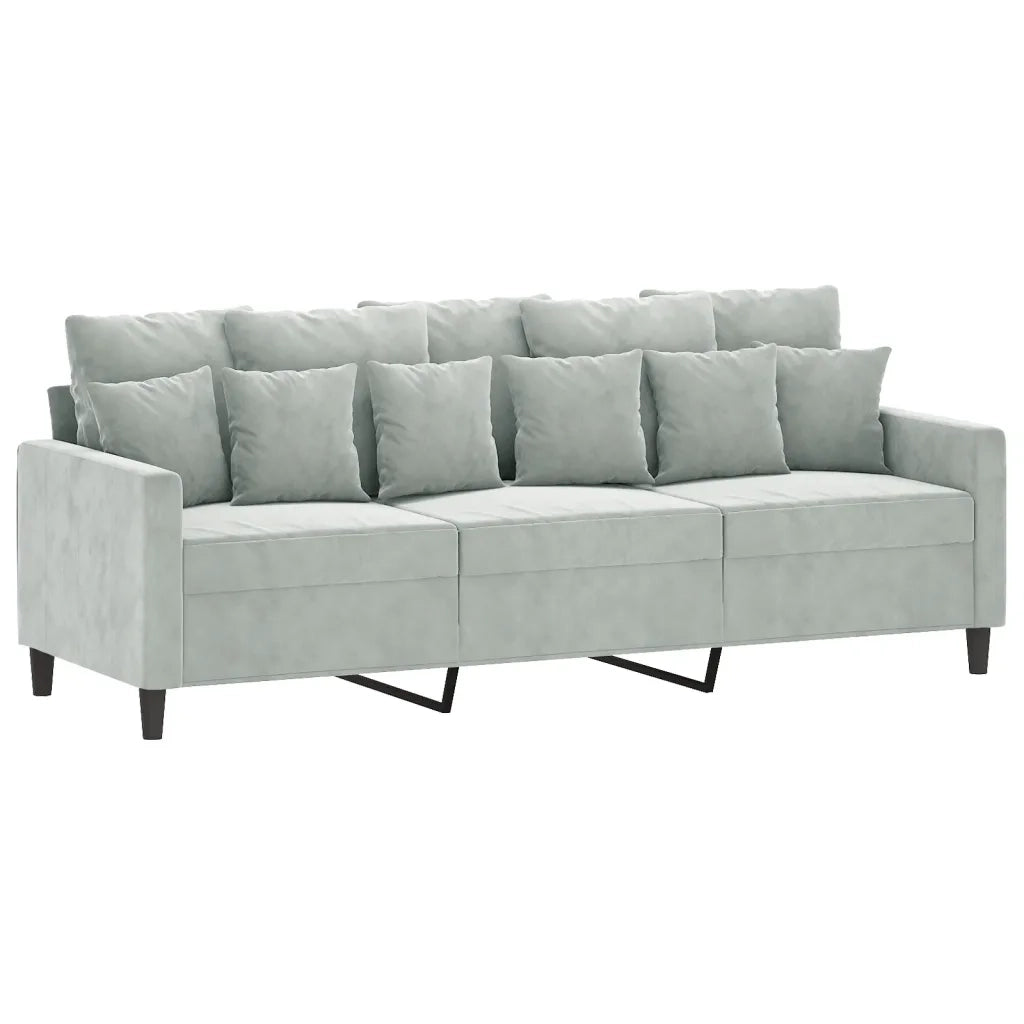 Set di Divani 3 pz con Cuscini Grigio Chiaro in Velluto 3201680