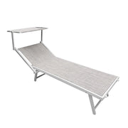 Lettino Prendisole Professionale Pieghevole e Impilabile con Parasole Regolabile, Schienale Reclinabile 2 Posizioni, Struttura in Alluminio, Tessuto Impermeabile UV Resistente, Portata 110 Kg Grigio