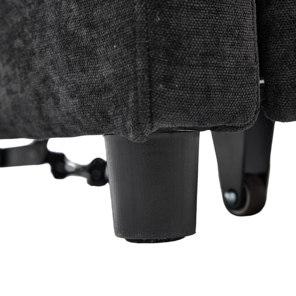 Divano letto convertibile con porta USB e supporto tablet, in lino spazzolato, Nero 109 × 72 × 83,5 cm