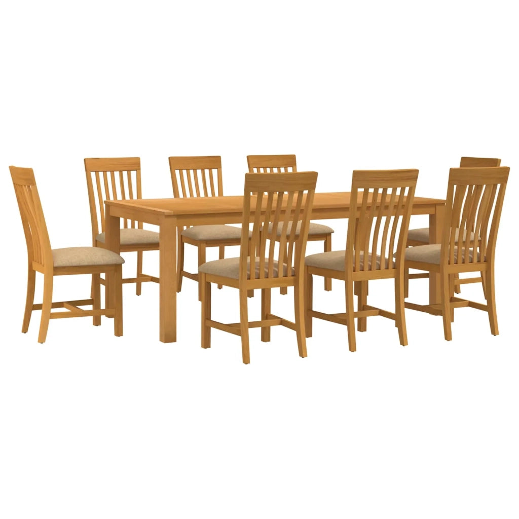 Set da pranzo 9 pz Beige Legno di Quercia Massello 3430411