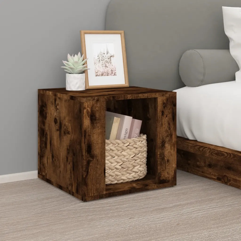 Comodino-Tavolino da notte Rovere Fumo 41x40x36 cm in Legno Multistrato