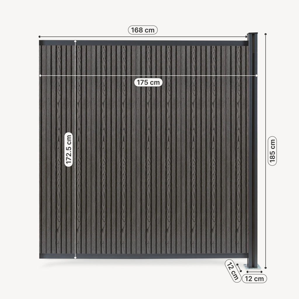 Recinzione Frangivista Grassano in WPC Modulo di Estensione con Montante (AxL) 185 x 175 - Grigio NEU.HOLZ