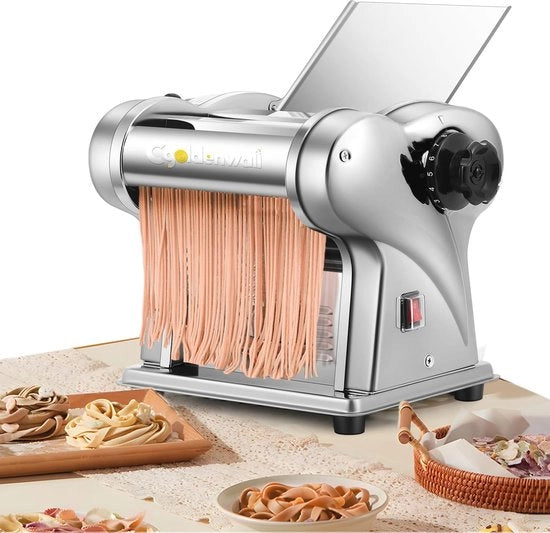 Macchina per Pasta Elettrica con 6 Impostazioni di Diametro e 2 Coltelli Taglia per Uso Casalingo