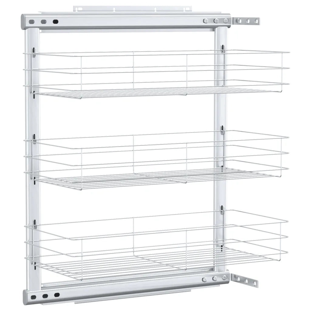 Cestino da Cucina in Rete a 3 Livelli Argento 47x25x56 cm 50969