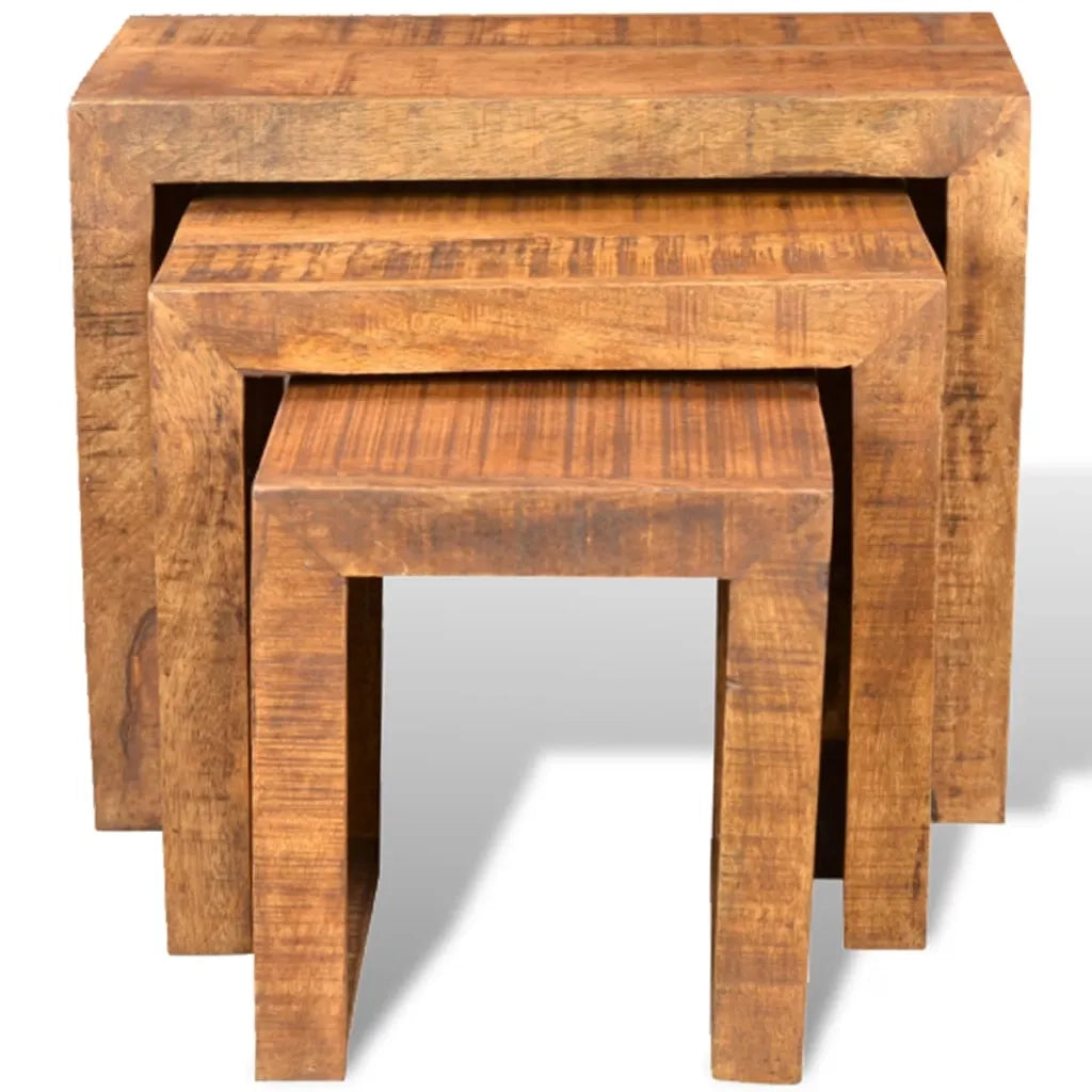 Tavolini Impilabili Set 3 pz in Legno Massello di Mango 241130