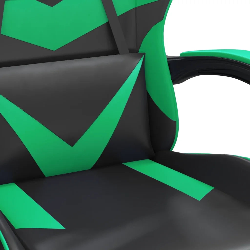 Sedia da Gaming | Sedia da e-sports con Poggiapiedi Nero e Verde in Similpelle