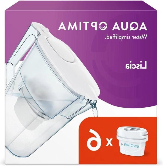 Filtro acqua Evolve+ 6 x 30 giorni - capacità 25 litri - riduzione microplastiche - cloro - calcare - impurezze - bianco