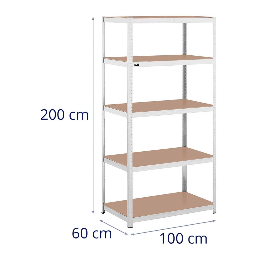 Scaffalatura per carichi pesanti 100 x 60 x 197 cm portata 5 x 150 kg robusto scaffale portautensili per garage/officina grigio 14_0005173