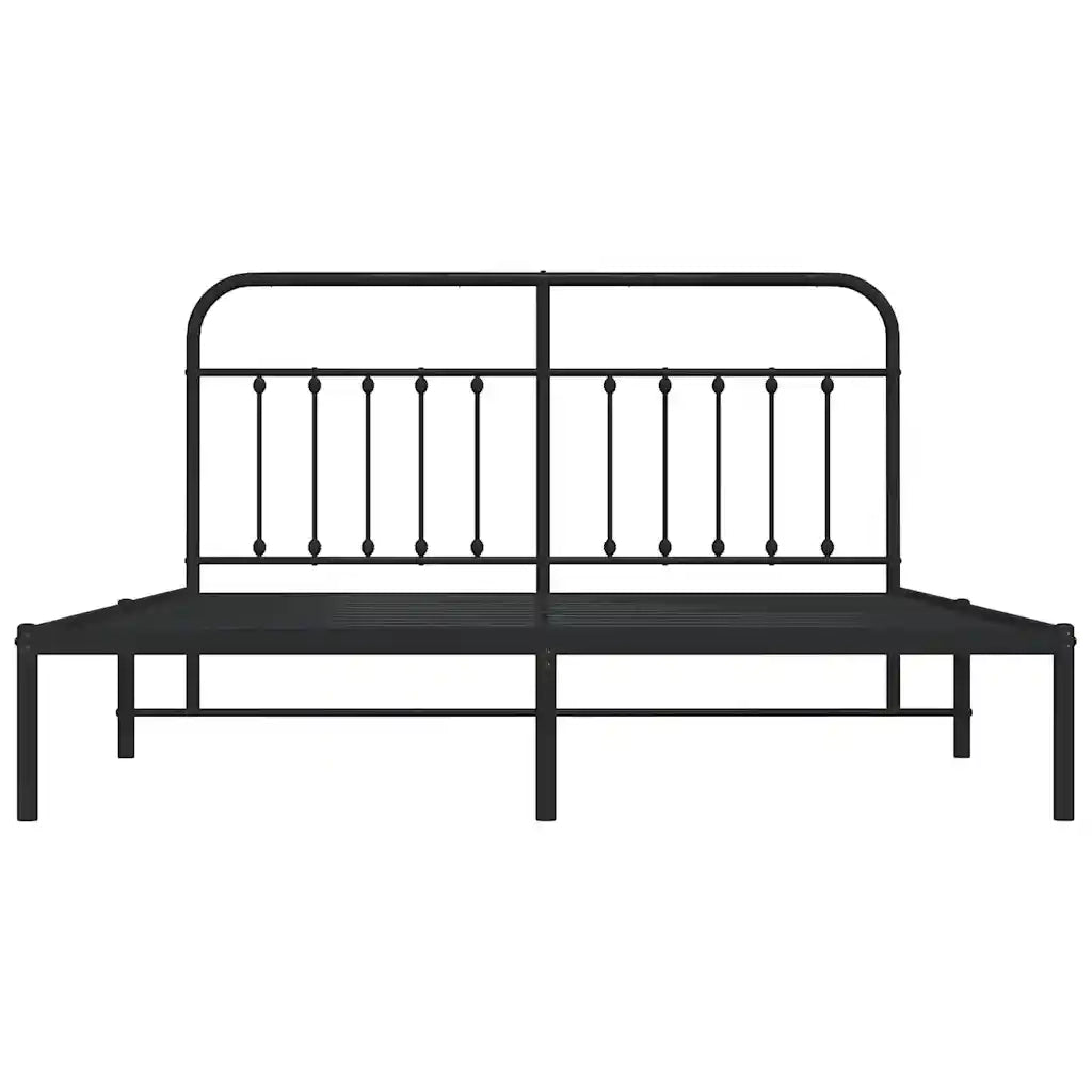 Giroletto con Testiera-Struttura Letto con testiera in Metallo Nero 183x213 cm 171726