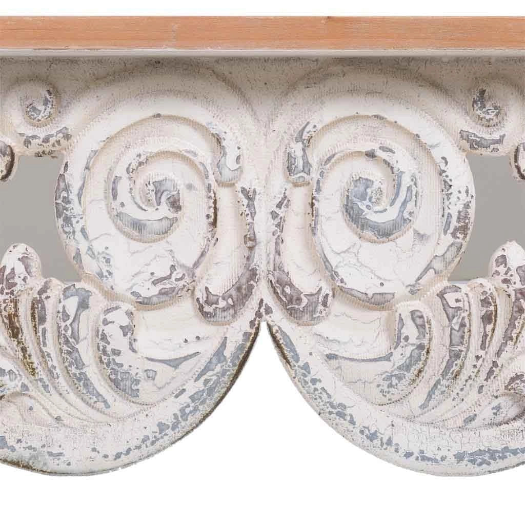 Mueble de entrada in legno bianco invecchiato e naturale 120x40x77h cm