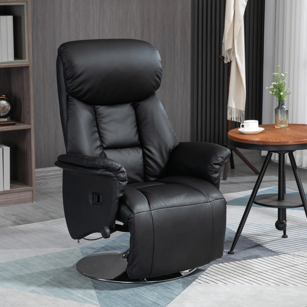 Poltrona relax reclinabile girevole ¨C Xylo ¨C tessuto nero con poggiapiedi regolabile fino 150kg