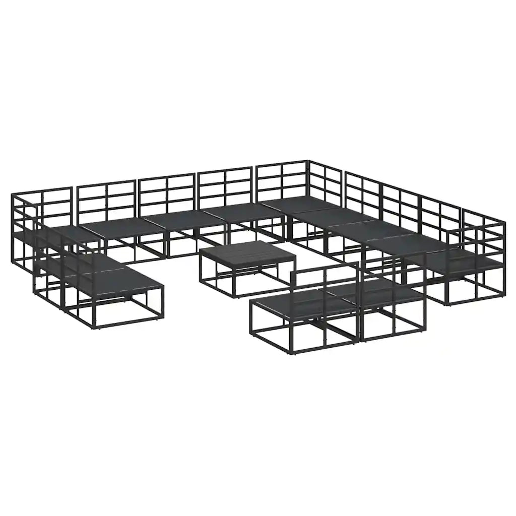 vidaXL Set Divano da Giardino con cuscino 14 pcs Nero Alluminio