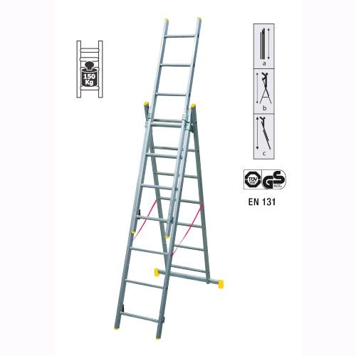 Scala Trasformabile 3 Elementi 3x7 Gradini fino a 5,16 metri con stabilizzatore