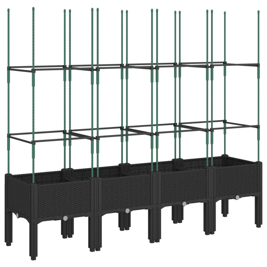 Fioriera da Giardino con Traliccio Nera 160x40x142,5 cm in PPcod mxl 115913