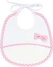 Filet - Tela ovoidale morbida, motivo a scacchi con righe in piqué, sacchetto Aida per ricamo, bordo rosso, dimensioni: 20 x 21 cm, confezionato in Italia, rosso.
