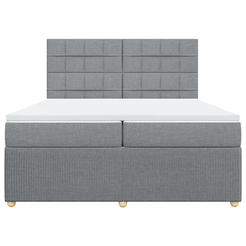 Giroletto a Molle con Materasso Grigio Chiaro 200x200cm Tessuto