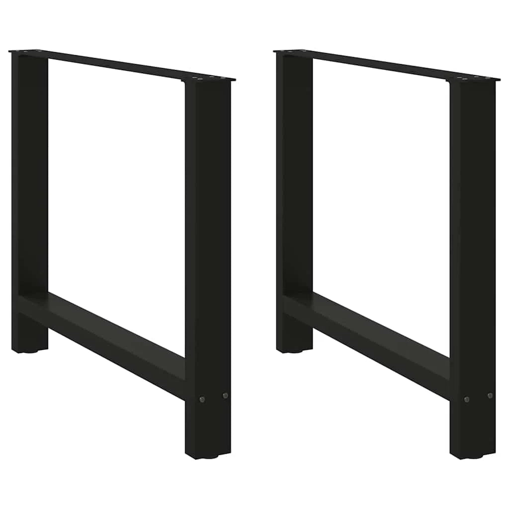 Set di 2 gambe geometriche per tavolo da pranzo 100 x 73 cm con piedini regolabili design moderno in acciaio nero 02_0057560