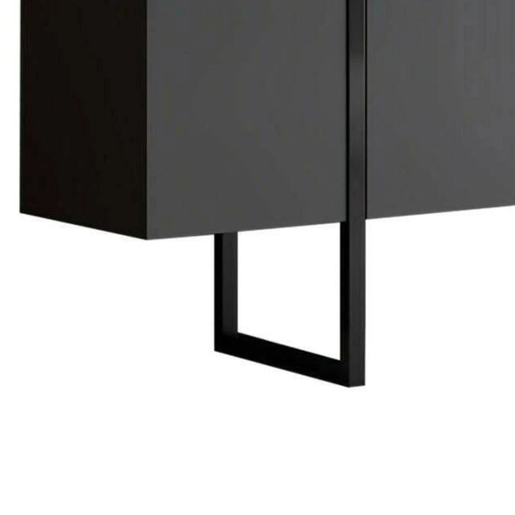 Mornasco, set Mobili da Soggiorno Modulabile, Nero Antracite