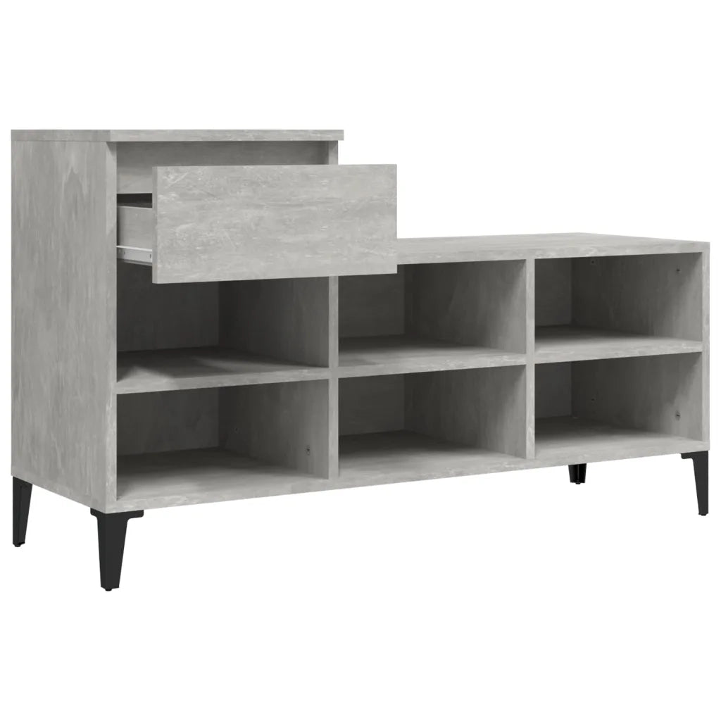 Scarpiera-Scaffale per scarpe Grigio Cemento 102x36x60 cm in Legno Multistrato 196581