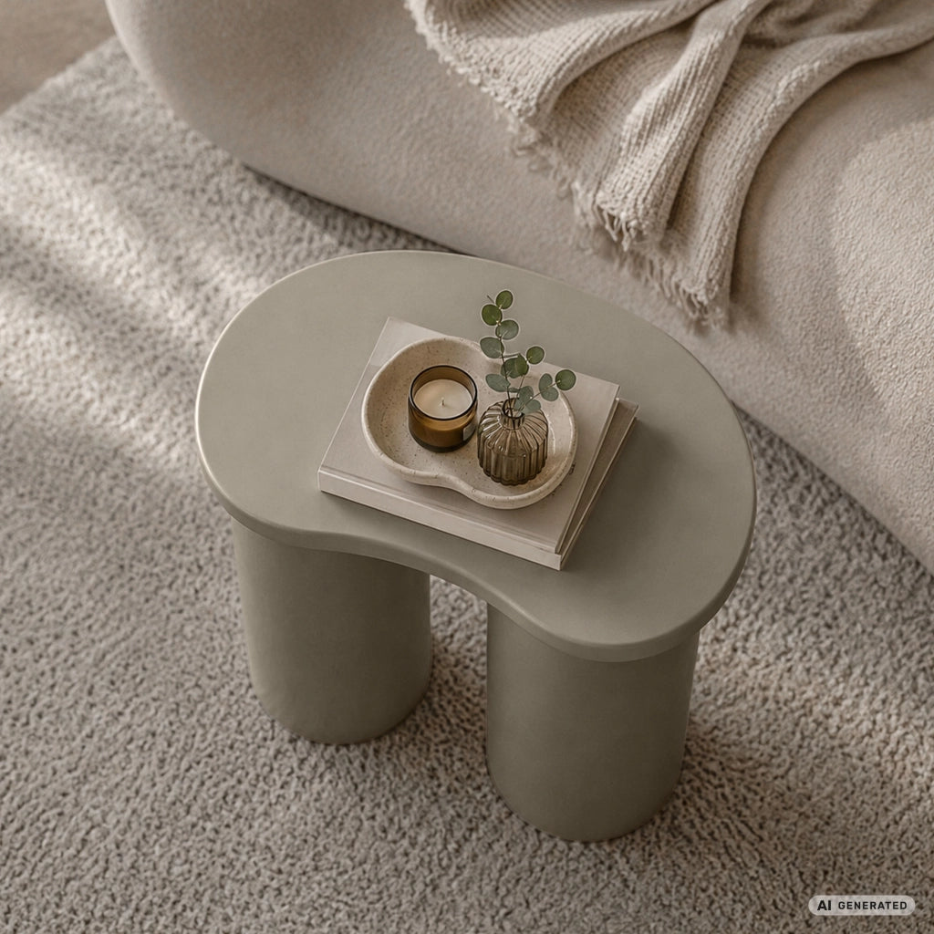 Tavolino da salotto moderno CUBE 41 cm grigio con doppia base cilindrica