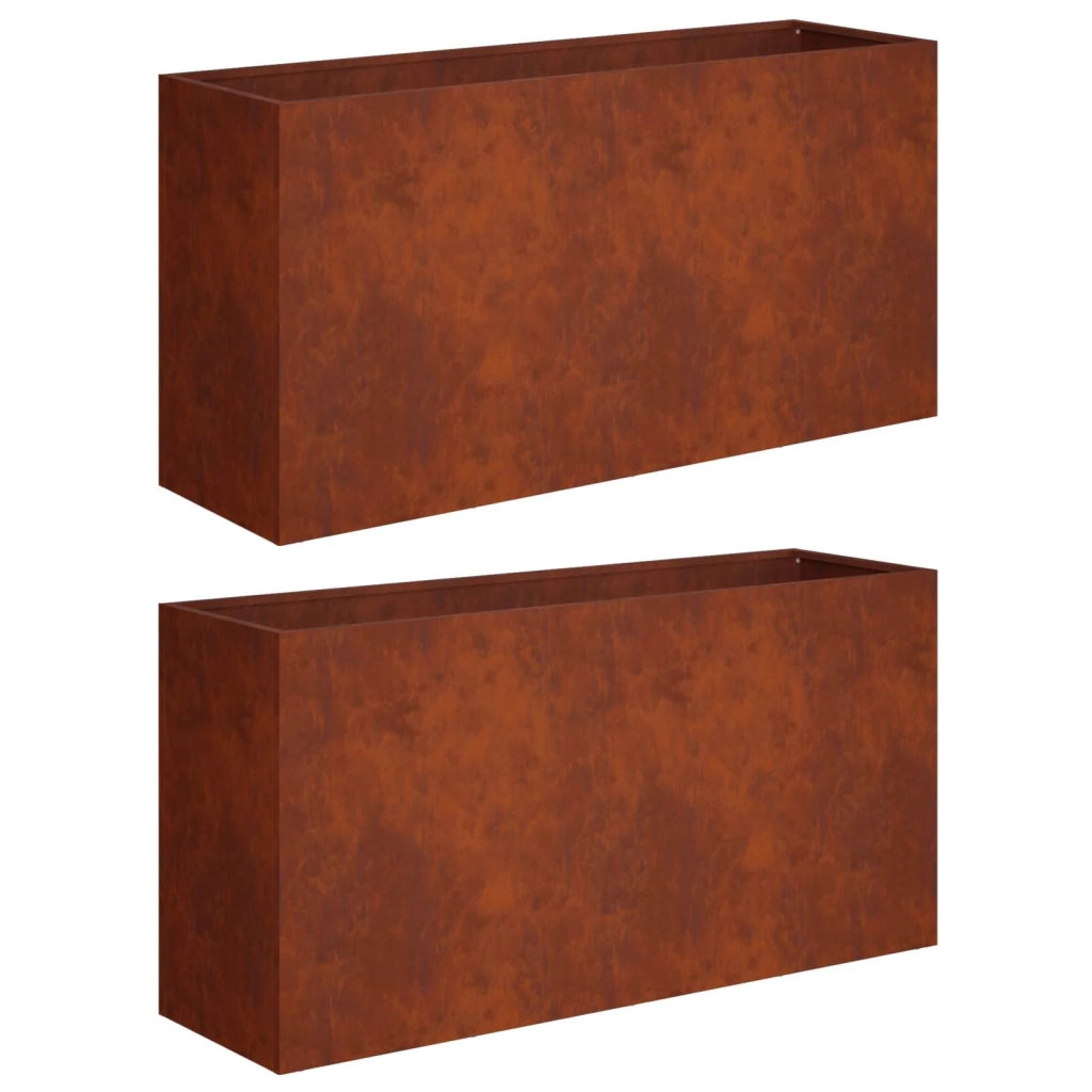 Vaso da giardino 2 pz Ruggine 100 x 30 x 40 cm Acciaio Corten 8005623