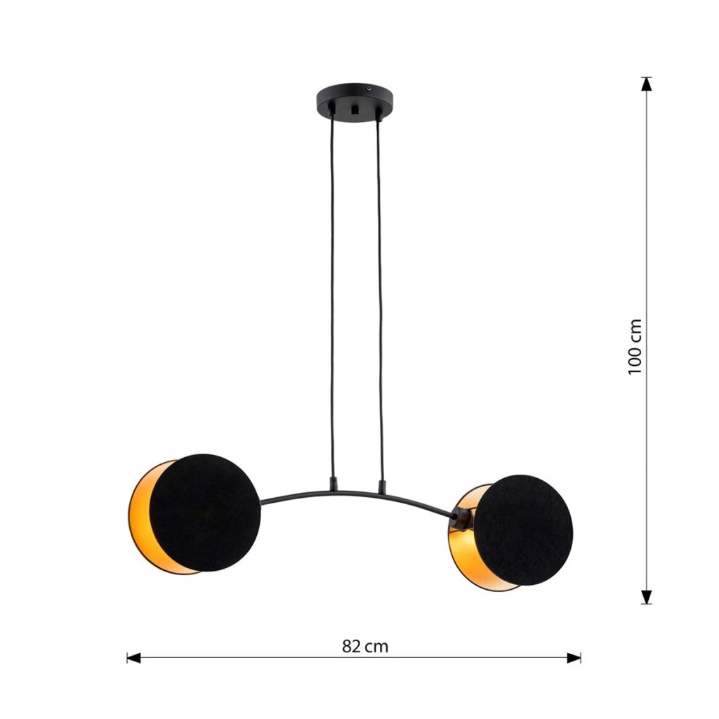 Lampada a sospensione MOTIF in acciaio nero e oro