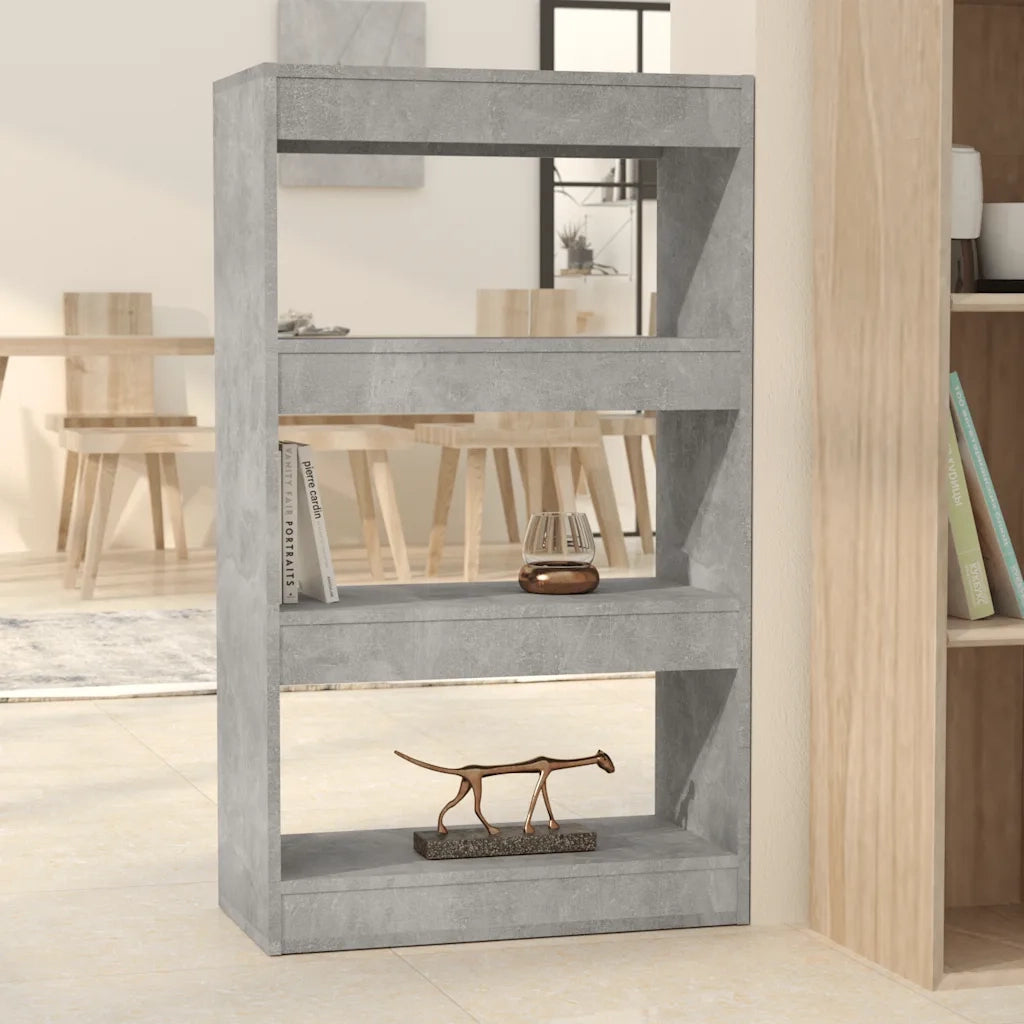 Libreria Divisorio-Scaffale per Libri-Mobile di Stoccaggio Grigio Cemento 60x30x103 cm in Truciolato