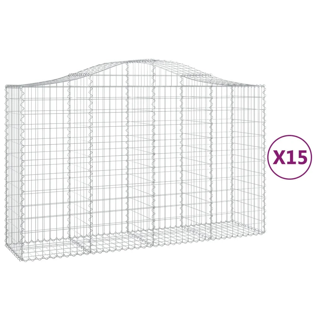 Cesti Gabbioni ad Arco 15 pz 200x50x120/140 cm Ferro Zincato
