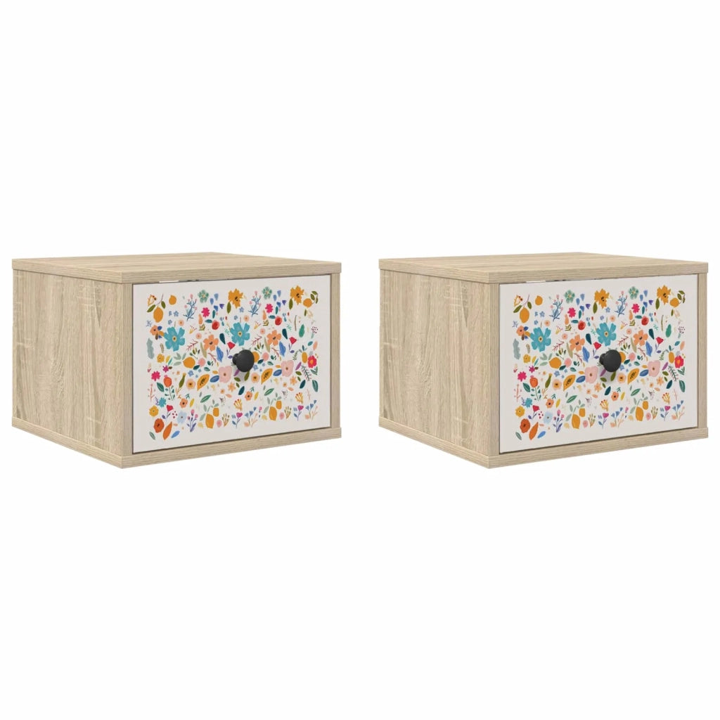 Mobiletto da comodino a parete MAINZ 2 pz Rovere Sonoma 8007490