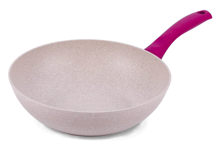 Wok Padella in Alluminio Ø 28 cm Antiaderente Induzione Bisetti Stonerose