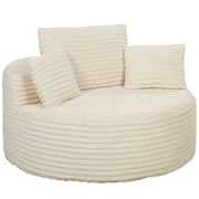 Fauteuil in tessuto a coste con seduta extra ampia e profonda senza telaio e 4 cuscini, crema 250 kg