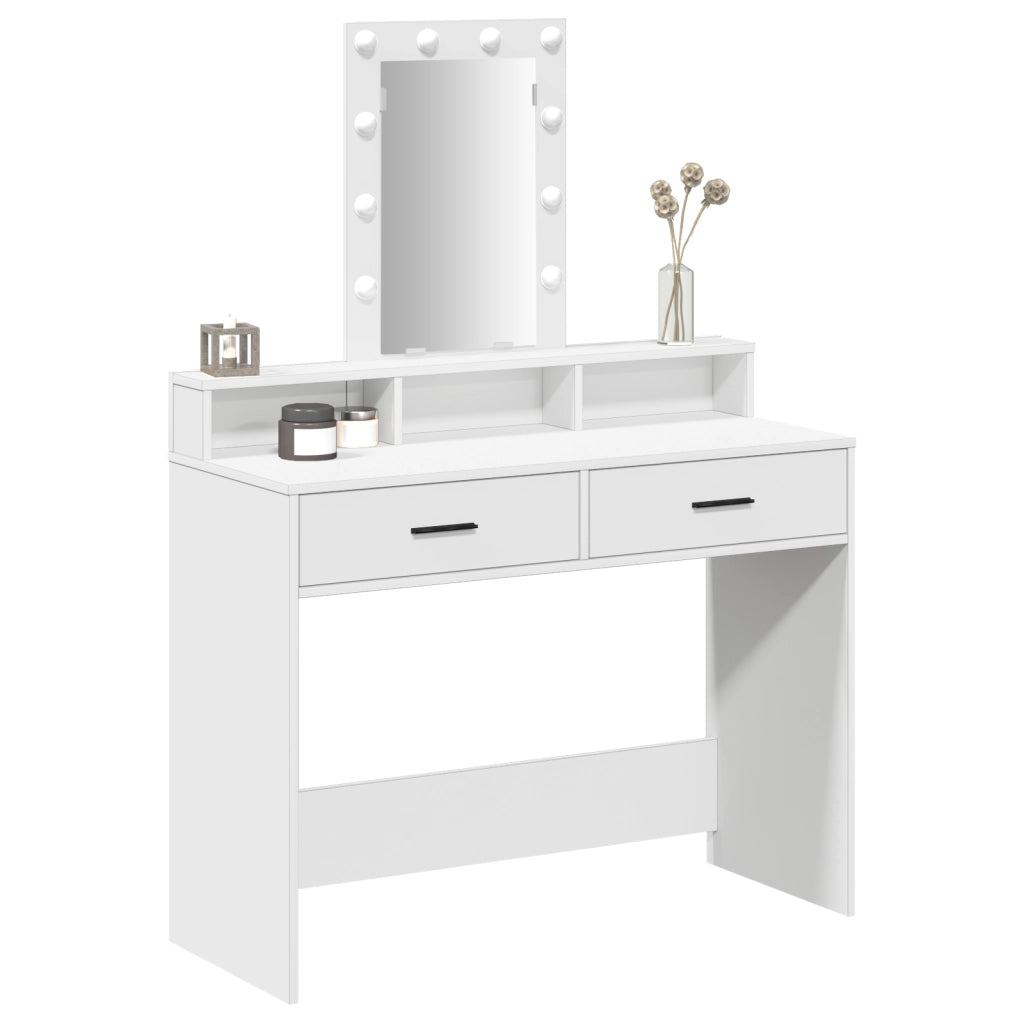 Tavolo da trucco con luci a LED Bianco 100x41x140 cm