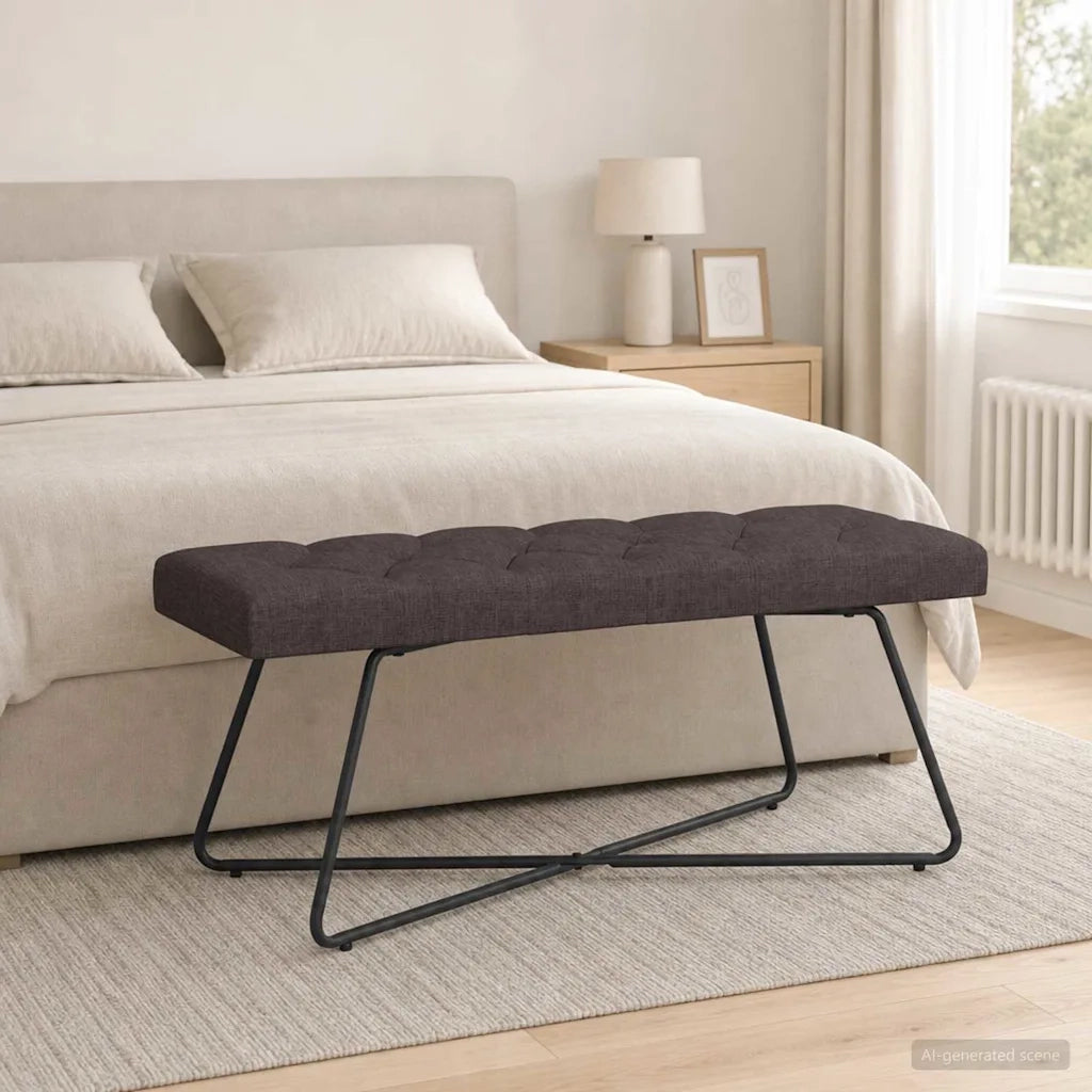 Panchina con bottoni imbottiti Marrone Scuro 110 x 40 x 46 cm 42038375