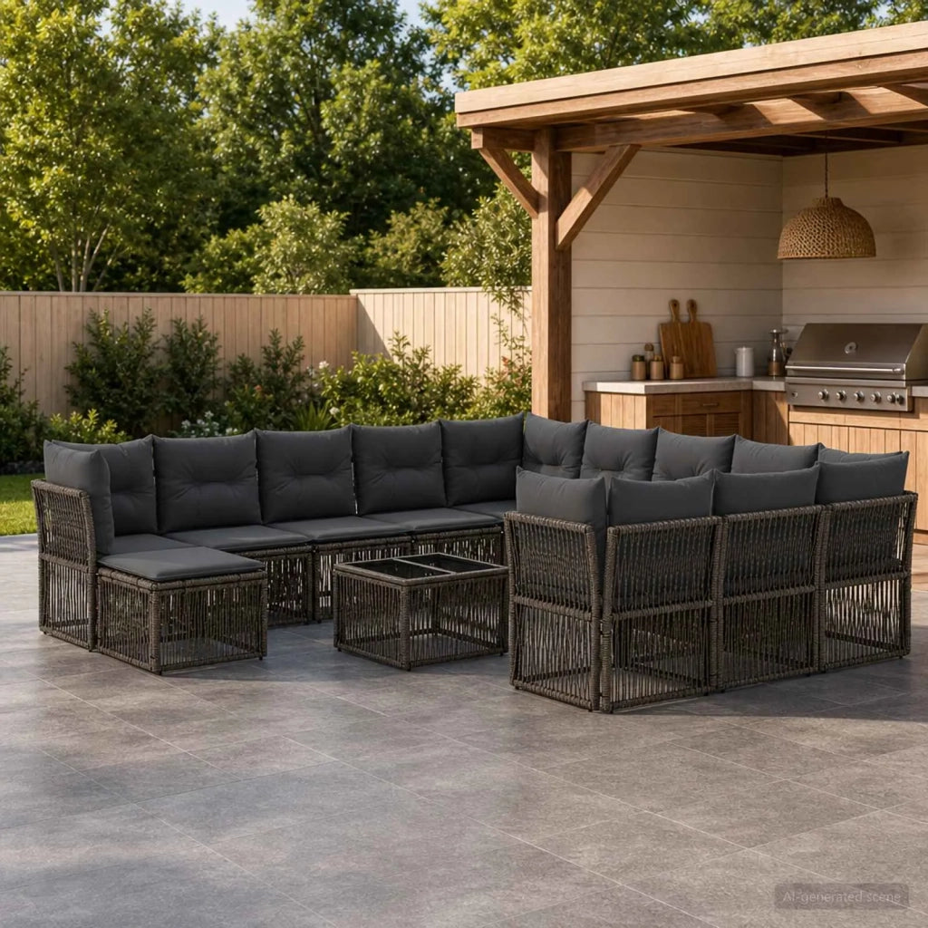 Set Divano da Giardino 13 pcs Grigio polyrattan 3434462
